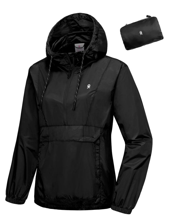 Women's Water-Repellent Windbreaker Packable, Quick-Dry Jacket Half Zip Pullover MP-US-DK