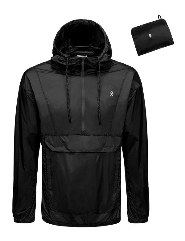 Men's Water-Repellent Windbreaker Packable, Quick-Dry Jacket Half Zip Pullover MP-US-DK