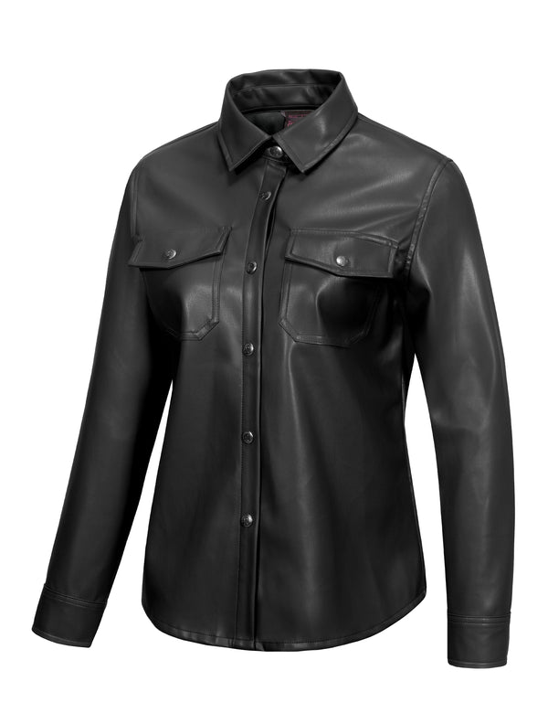 Women's Leather Jacket Waterproof Stretch Faux Leather Jacket for Men Casual MP-US-DK