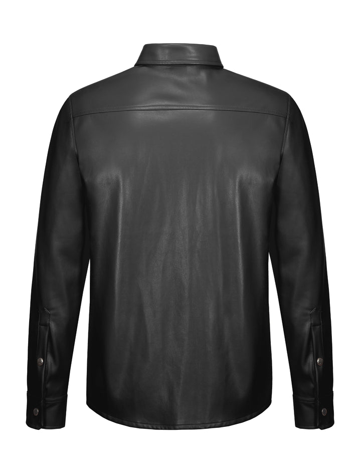 Men's Leather Jacket Waterproof Stretch Faux Leather Jacket for Men Casual MP-US-DK