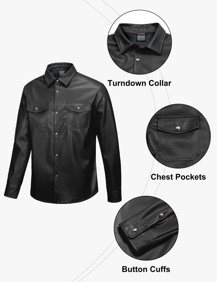 Men's Leather Jacket Waterproof Stretch Faux Leather Jacket for Men Casual MP-US-DK