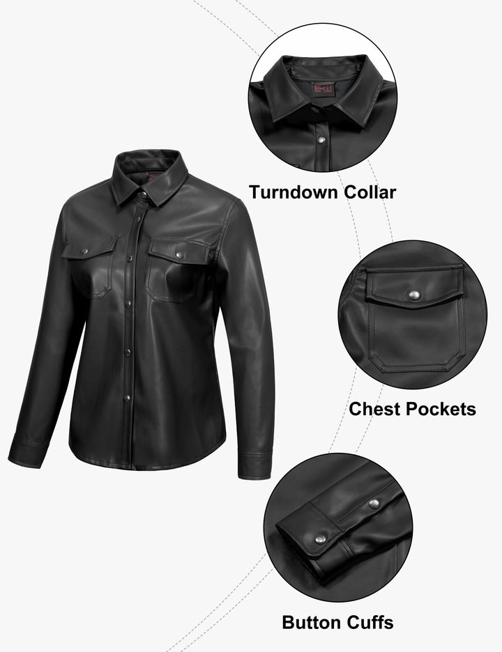 Women's Leather Jacket Waterproof Stretch Faux Leather Jacket for Men Casual MP-US-DK