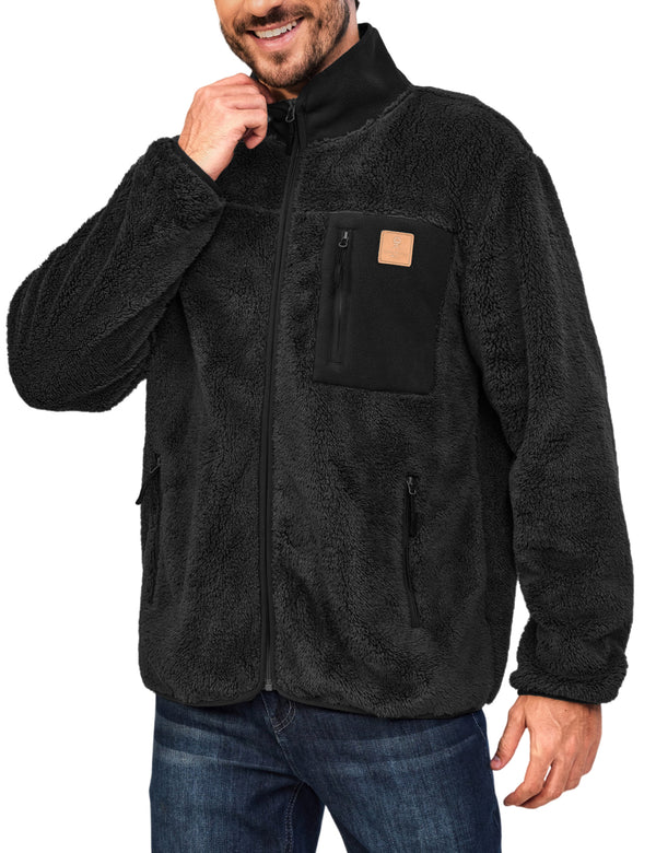 Men's Fleece Lined Jacket Thermal Coat Lightweight Outwear for Fall Winter