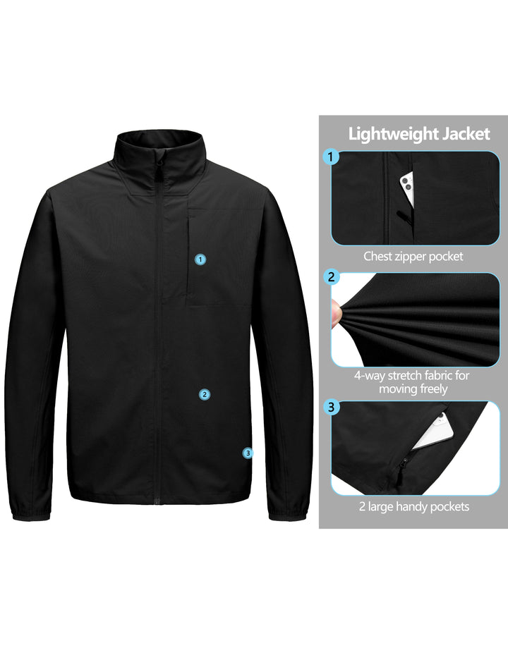 Men's Lightweight Woven Jacket with Windbreak Resistant Sun Protection Softshell Jacket For Runing Hiking MP-US-DK