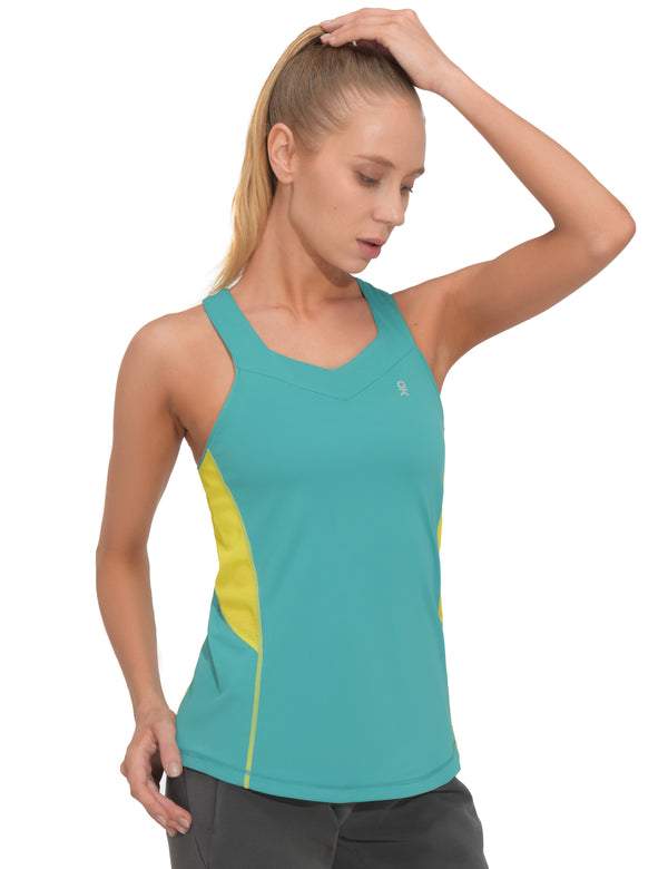 Women's Workout Running Tank Top Sleeveless Mesh Yoga Shirts MP US-DK