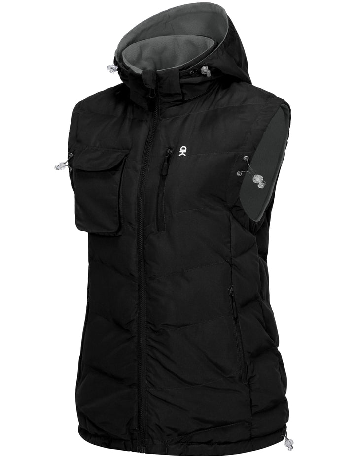 Women's Fleece Puffy Vest Warm Sleeveless Puffer Jacket for Golfing Hiking MP-US-DK