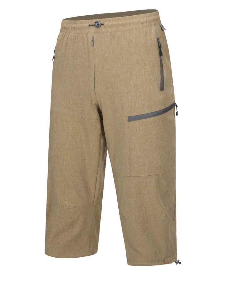 Sandbank Men's Outdoor Capri Pants - Quick Dry Hiking 3/4 Shorts With Zipper Pockets, Below Knee