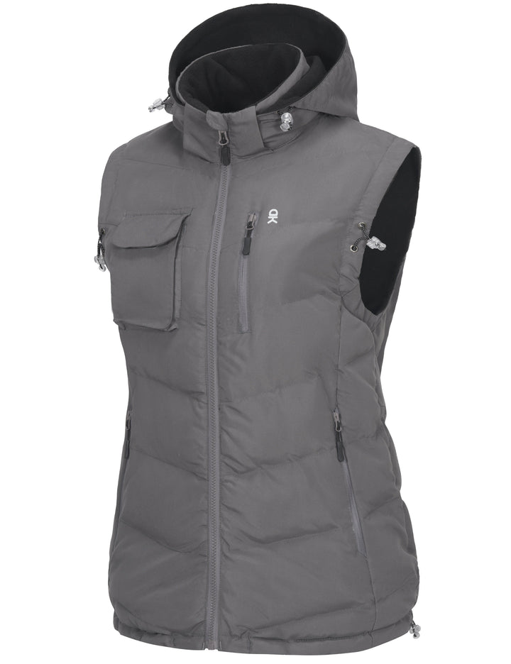 Women's Fleece Puffy Vest Warm Sleeveless Puffer Jacket for Golfing Hiking MP-US-DK