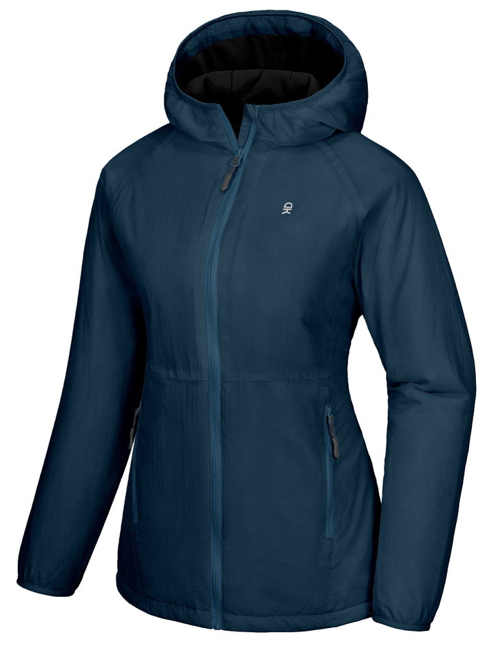 Women's Windproof Warm Lightweight Hooded Jacket with Recycled Insulation MP US-DK