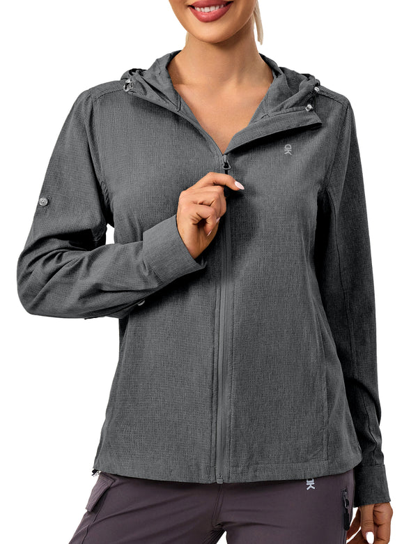 Women's UPF 50+ Long Sleeve Breathable Hiking Hoodie Jackets