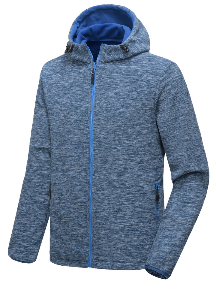 Men's Lightweight Reversible Fleece Hooded Thermal Jacket for Hiking Running Golf YZF US-DK