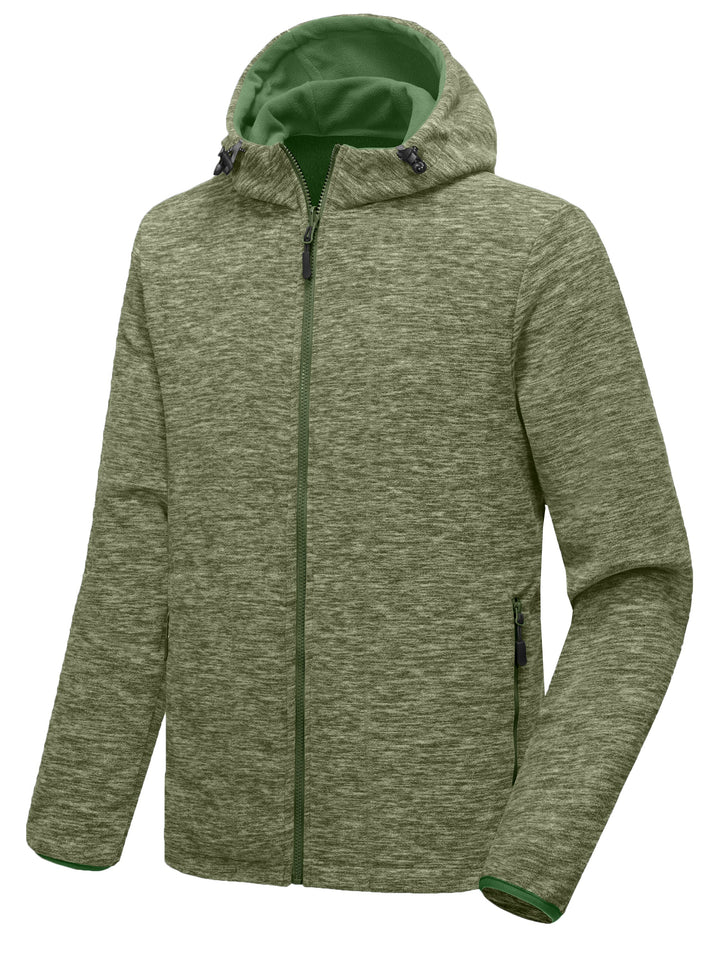 Men's Lightweight Reversible Fleece Hooded Thermal Jacket for Hiking Running Golf YZF US-DK
