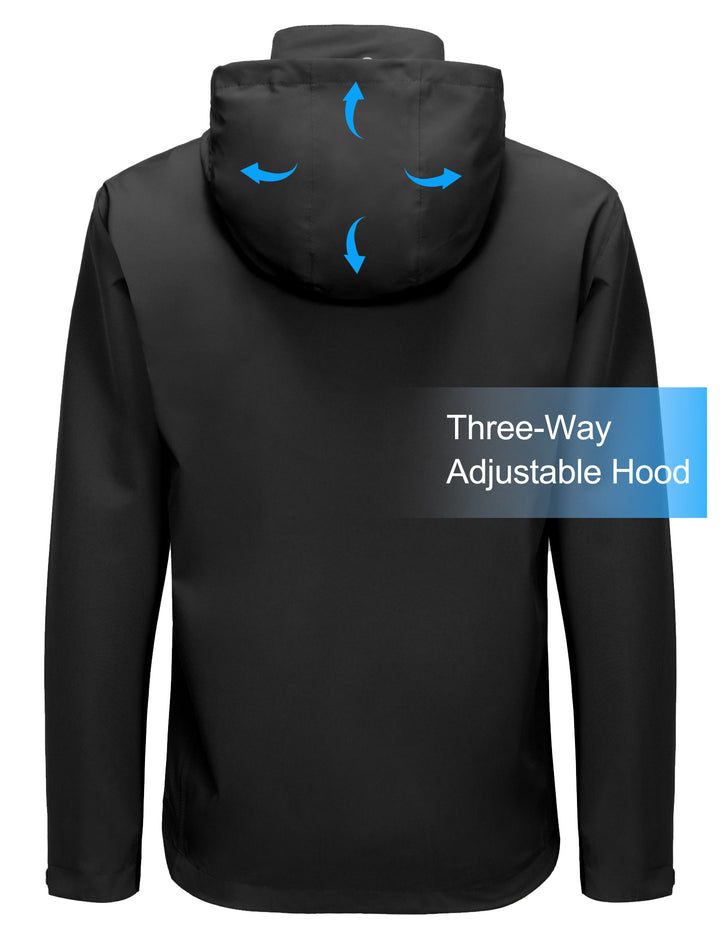Men's Lightweight Waterproof Rain Jacket, Raincoat with Hood for Golf Hiking MP-US-DK