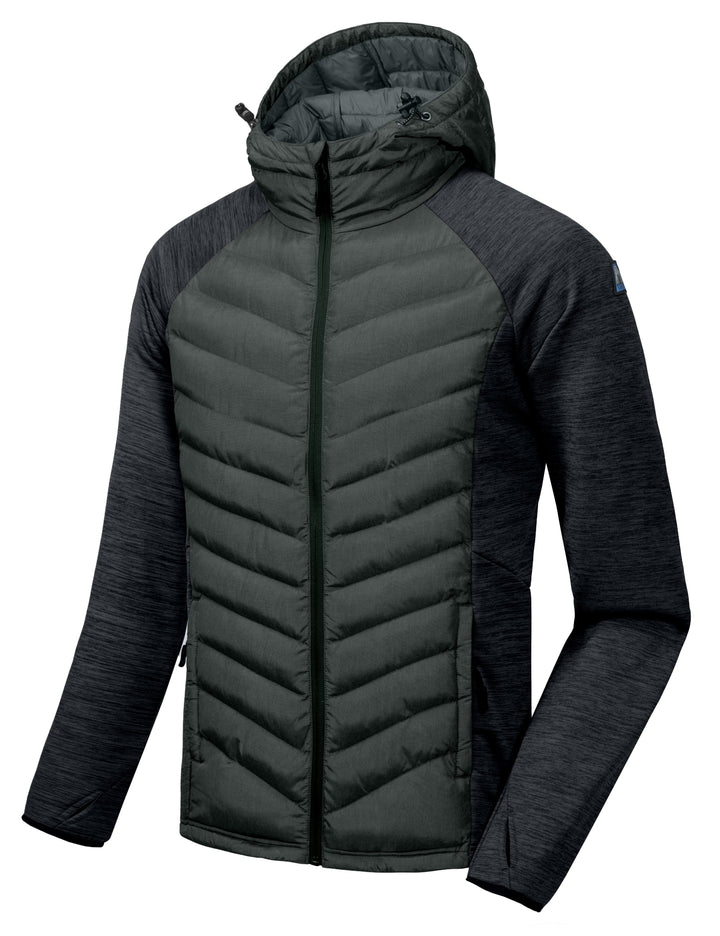 Men's Insulated Hiking Jacket, Thermal Running Hybrid Jacket, Hooded Jacket MP-US-DK