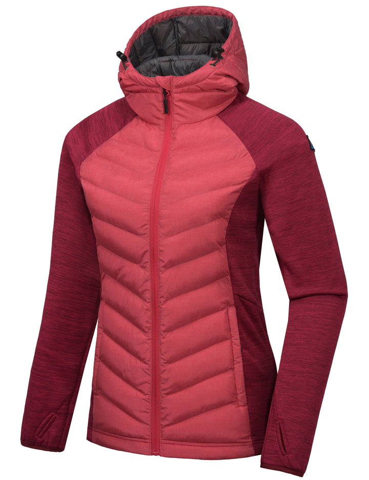 Women's Insulated Hiking Jacket, Thermal Running Hybrid Jacket, Hooded Jacket MP-US-DK