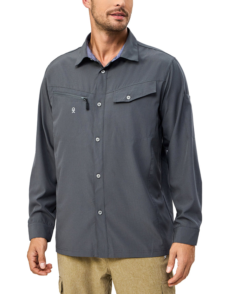 Mens UPF 50+ UV Protection Long Sleeve Lightweight Shirt MP-US-DK