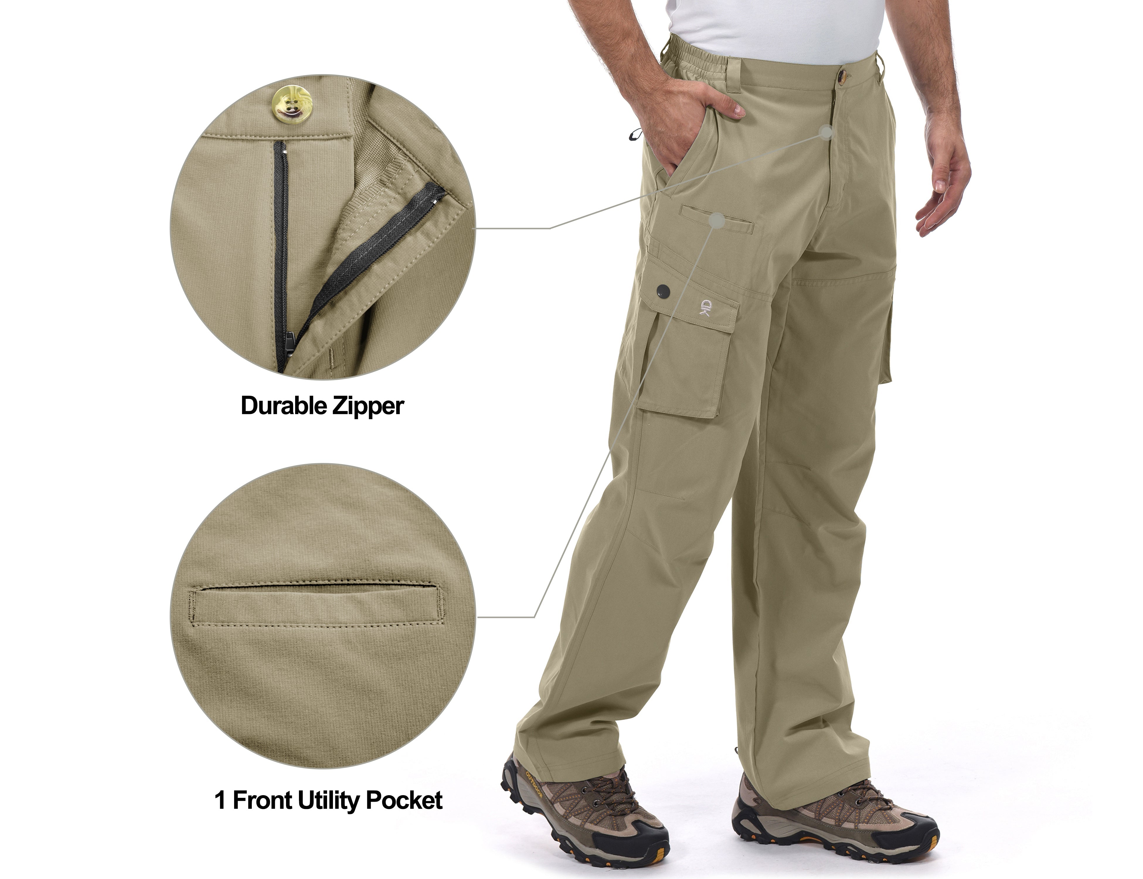 Men's Quick Dry UPF 50+ Lightweight Hiking Cargo Pants – Little
