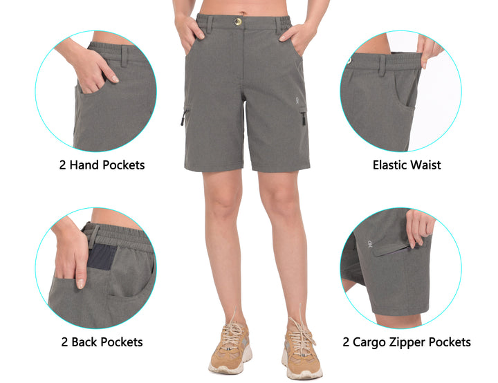 Women's 9 Inch Inseam, Lightweight Golf Shorts with Zippered Pockets MP-US-DK