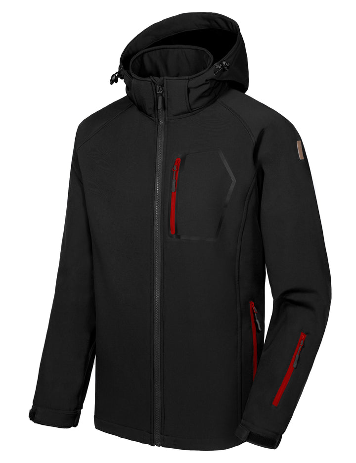 Men's Removable Hood Softshell Fleece Lined Hiking Ski Jackets MP US-DK