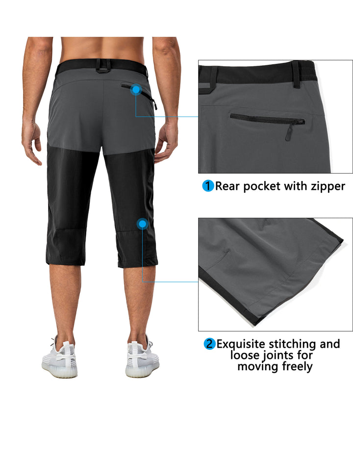 Mens Hiking Pants 3/4 Pants Capri Shorts for Travel Casual MP-US-DK