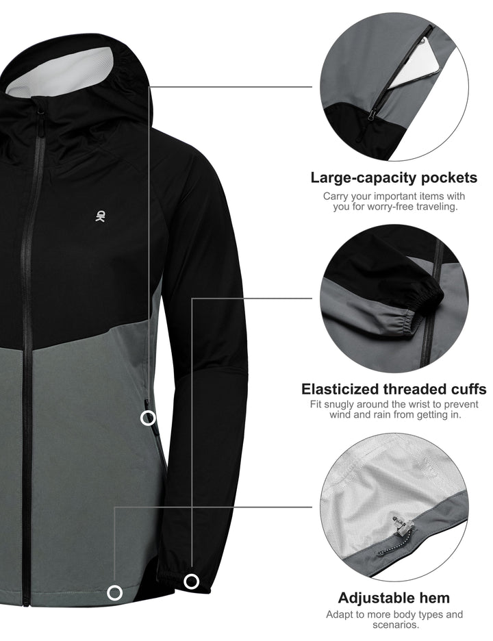 Women¡¯s Lightweight Waterproof Rain Jacket with Hooded for Outdoor MP-US-DK