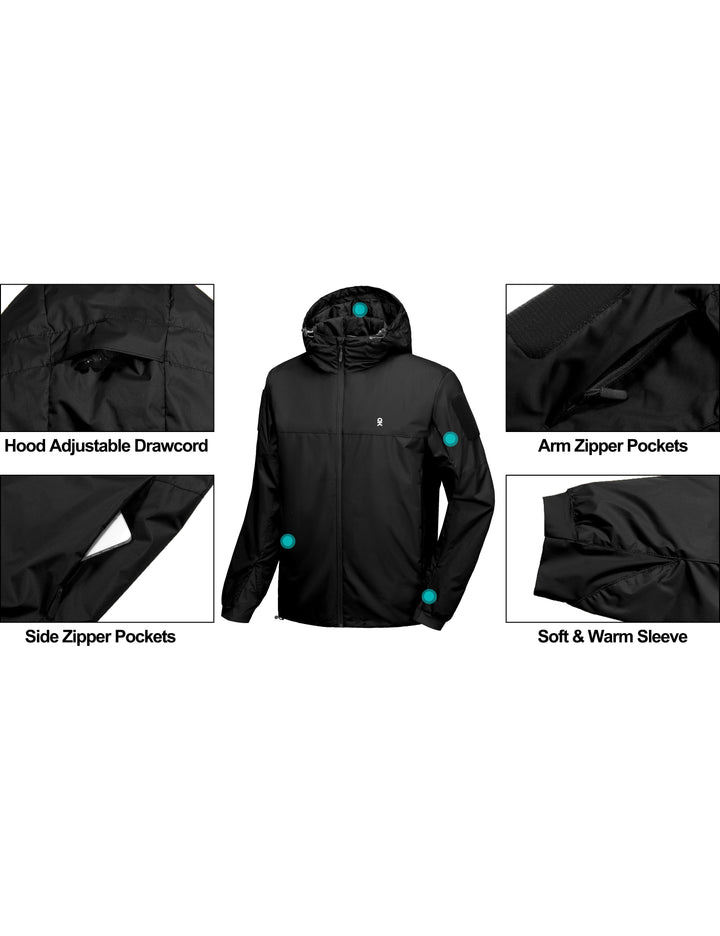 Men's Hooded Winter Lightweight Jacket Waterproof Warm Quilted Jacket MP-US-DK