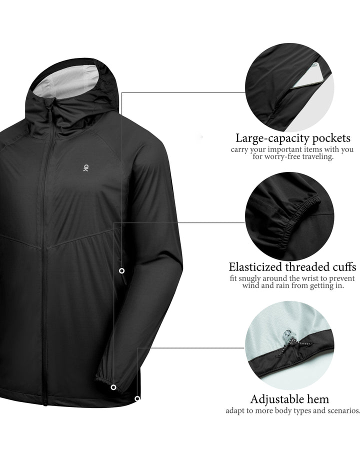 Men¡¯s Ultra Light Waterproof Hooded Rain Jacket, for Hiking, Fishing, and Cycling MP-US-DK