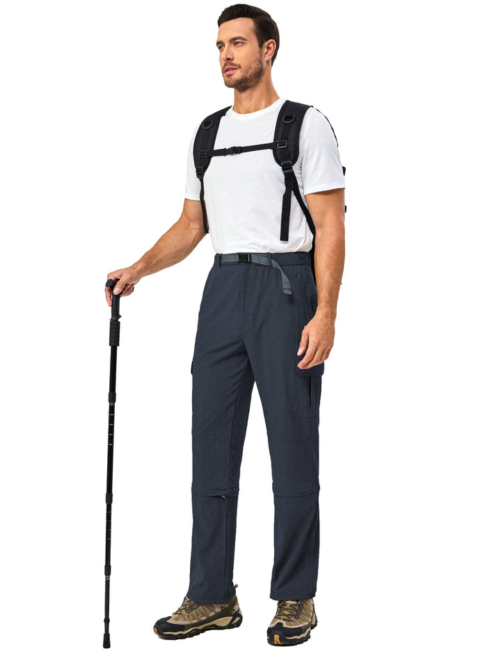 Men's Lightweight Zip-Off Quick Dry Tactical Hiking Pants with Belt MP-US-DK