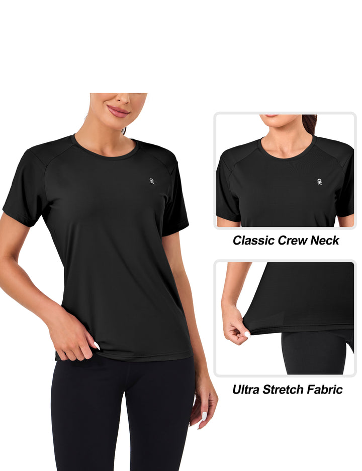 Women's Short Sleeve Quick Dry T-Shirt, Crew Neck Athletic Shirts MP-US-DK