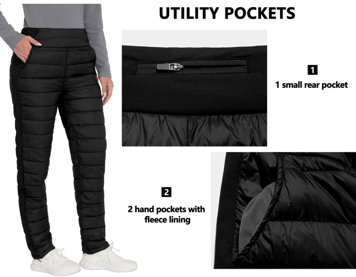 Down Pants for Women Lightweight Puffy Sweat Pants Quilted Snow Ski Trousers MP-US-DK
