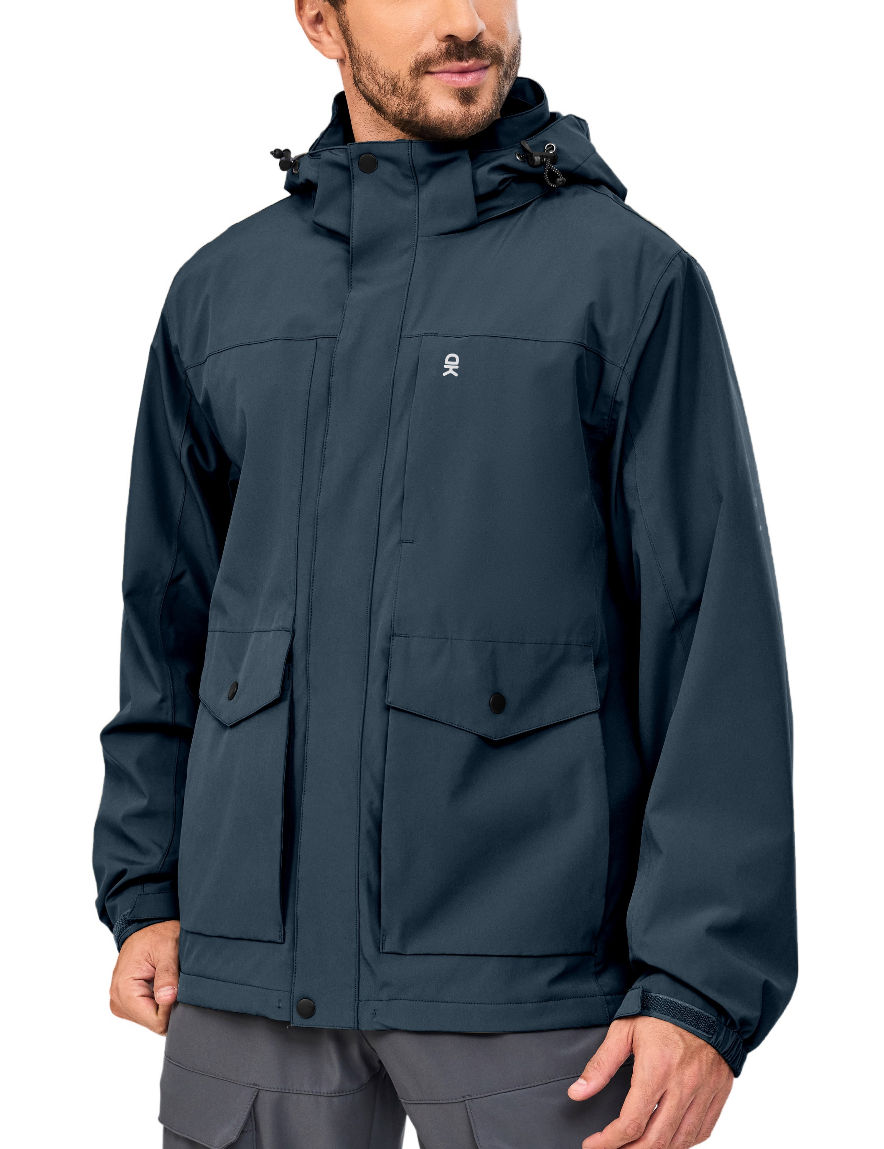 Men's Rain Jacket Detachable Hooded Jackets Waterproof