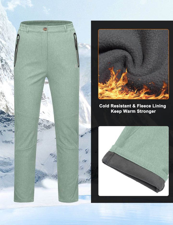 Women's Casual Fleece Lined Softshell Insulated Snow Ski Pants MP US-DK