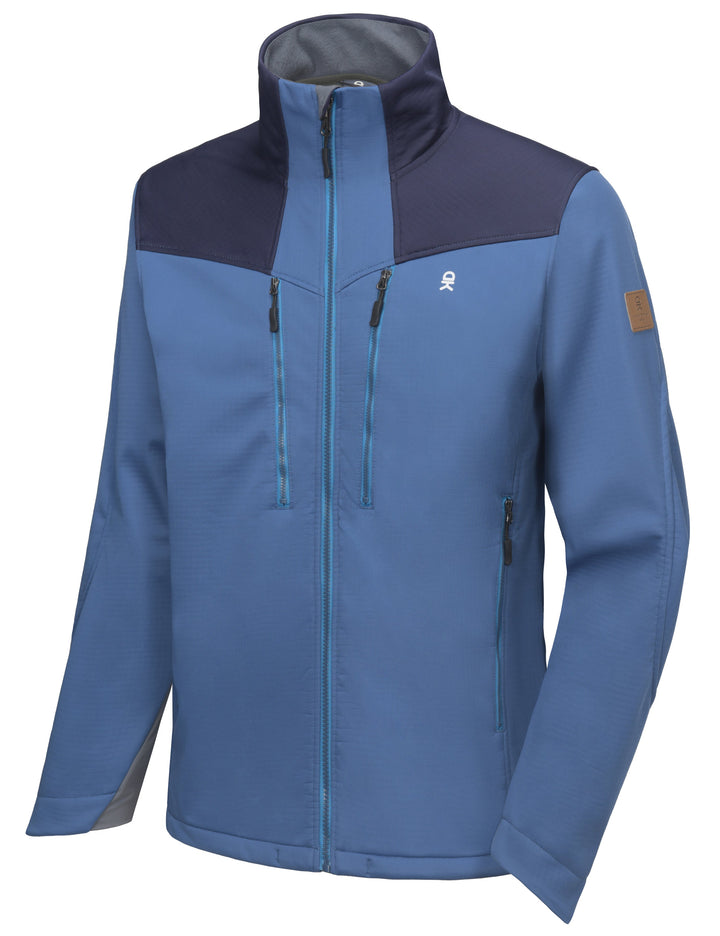 Men's Softshell Water Repellent Grid Fleece Lined Hiking Jacket MP US-DK