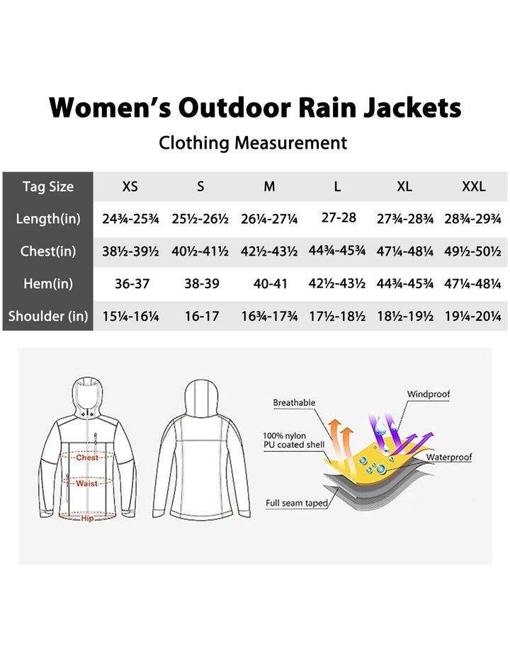 Women's Waterproof Rain Jacket Hooded Lightweight Raincoat MP-US-DK