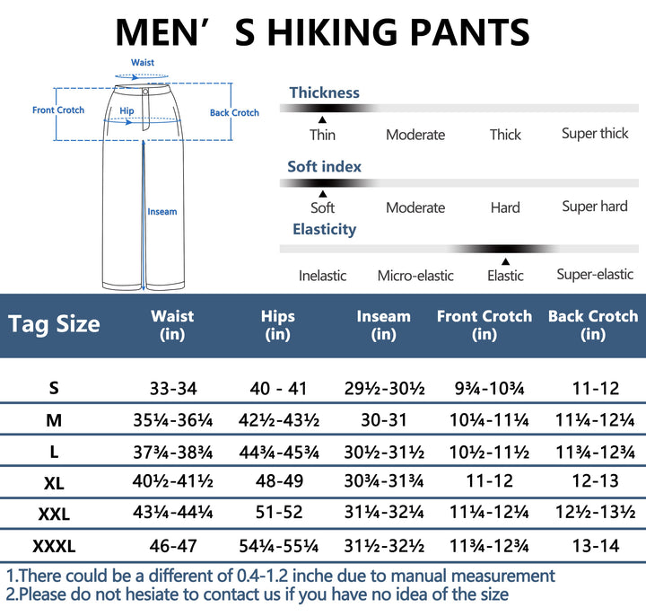 Men's Lightweight Hiking Pants, UPF 50 Quick Dry Outdoor Pants for Travel MP-US-DK