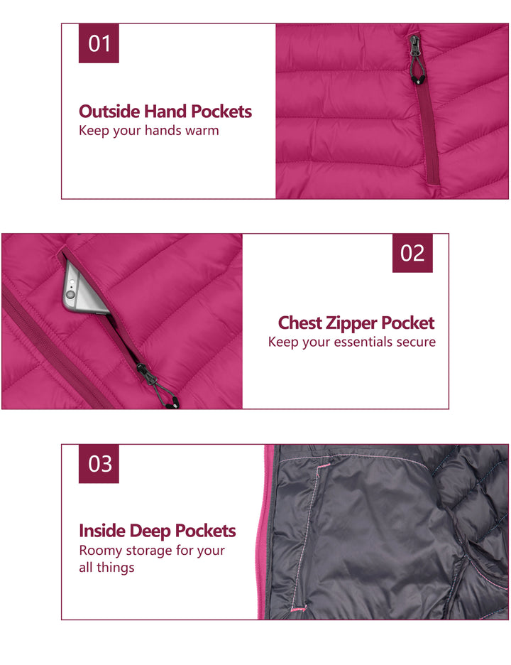 Women's Puffer Jacket, Winter Coat Windproof and Packable MP-US-DK