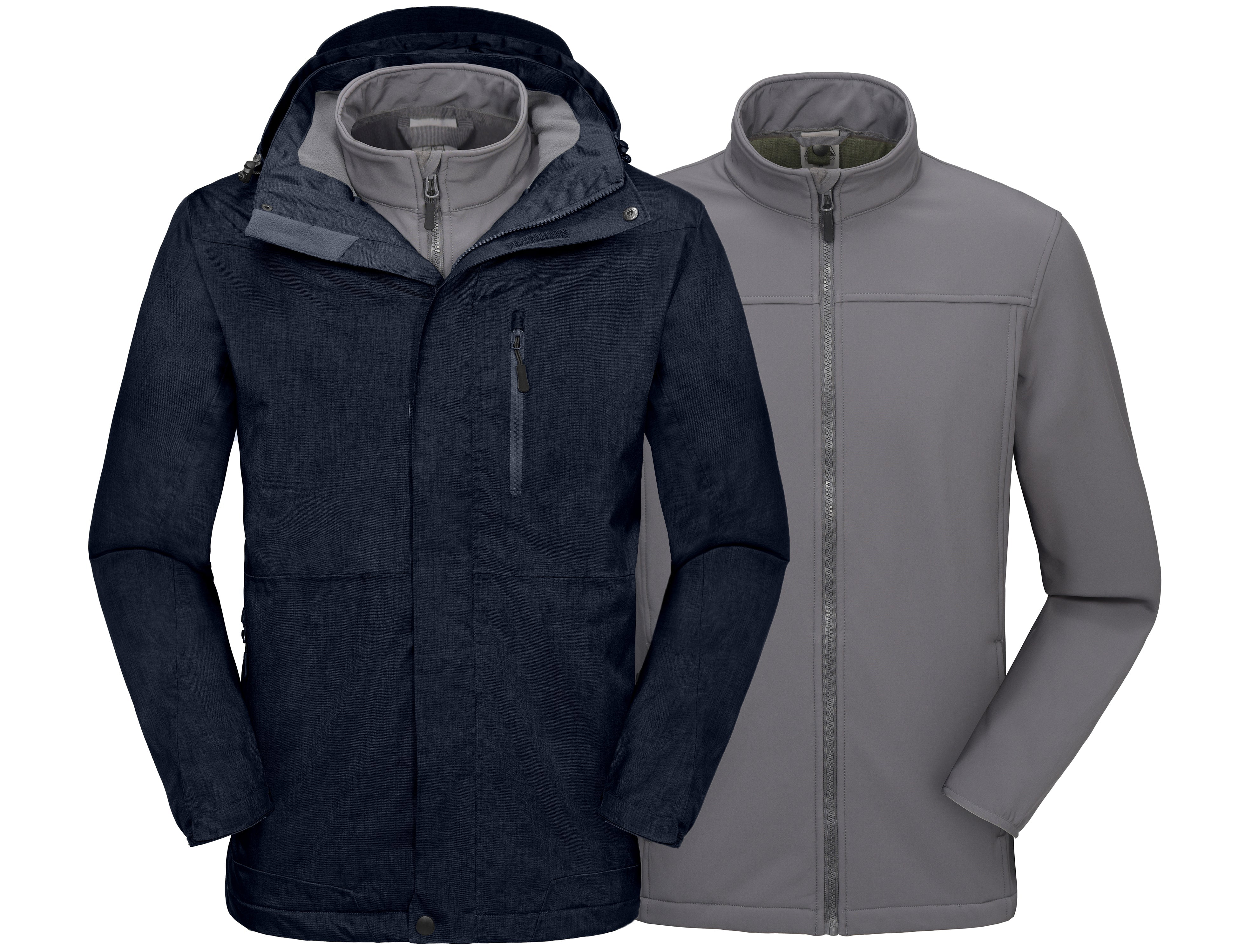 Mens 3 in 1 store waterproof jacket with fleece