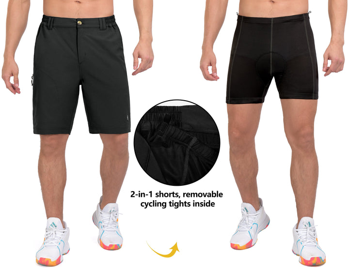Men's Mountain Bike Shorts with Detachable 3D Padded Shorts YZF US-DK