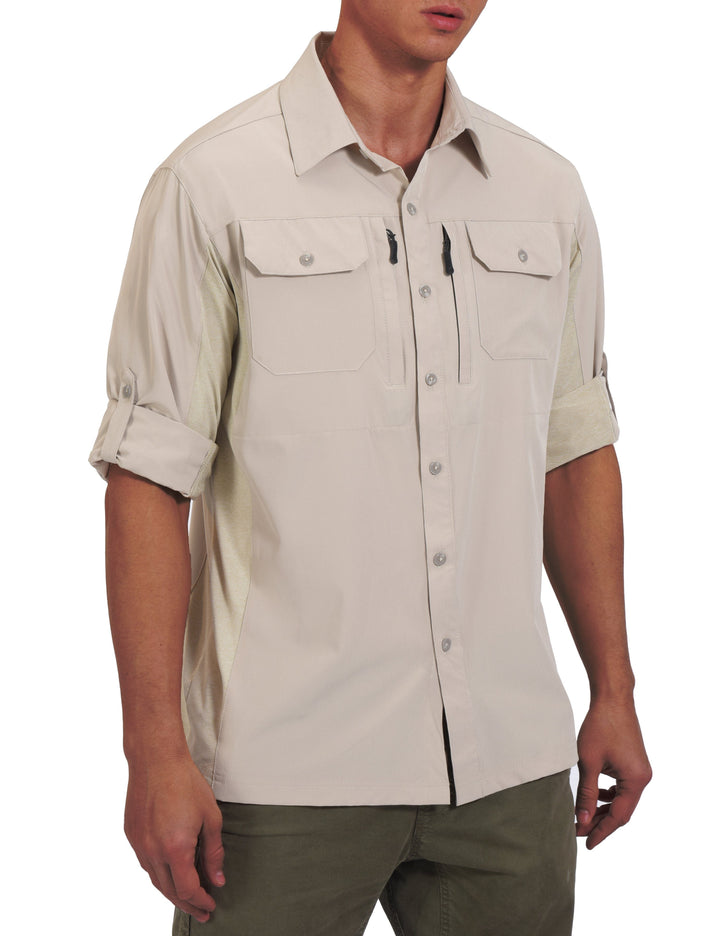 Men's Quick Dry Stretch UPF50+ Long Sleeve Hiking Shirt YZF US-DK