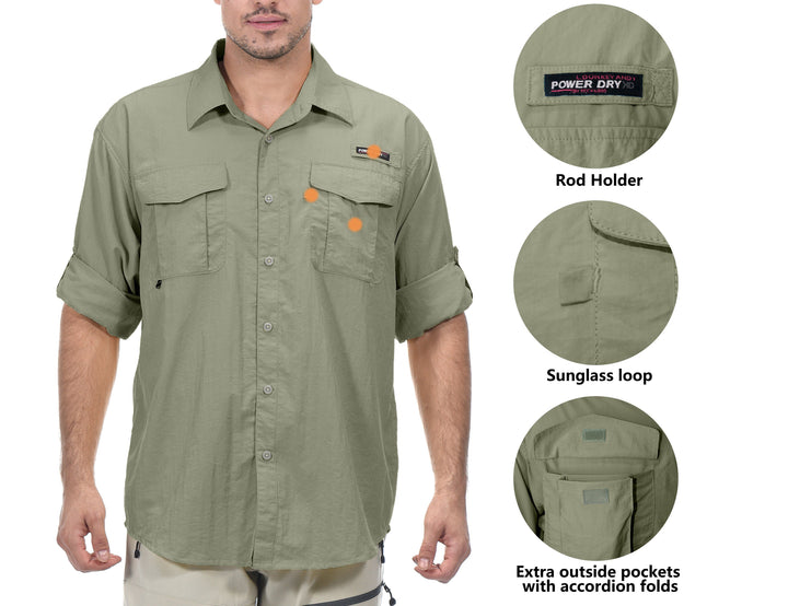 Men's UPF 50+ UV Protection Shirt, Long Sleeve Fishing Shirt YZF US-DK