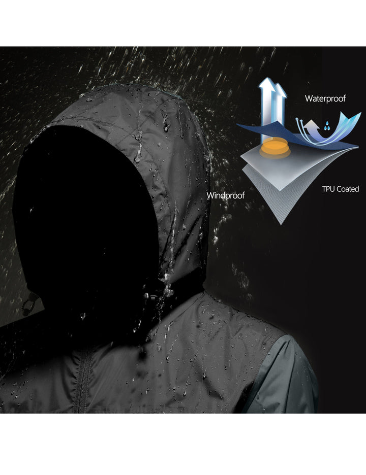 Men's Waterproof Packable Colorblock Hooded Rain Jacket MP US-MP