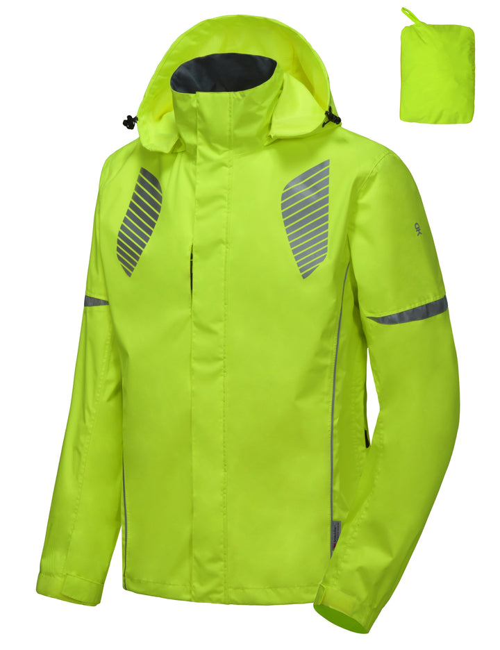 Men's Waterproof Reflective Packable Rain Jacket YZF US-DK