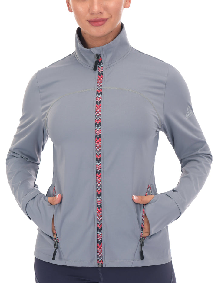Women's Colorful Zipped Running Sport Jacket YZF US-DS-CS