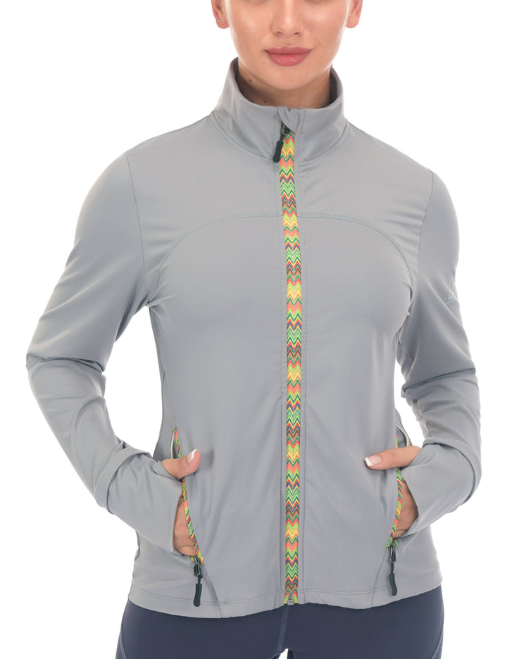 Women's Colorful Zipped Running Sport Jacket YZF US-DS-CS