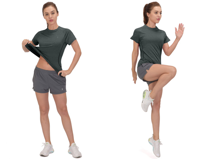 Women's Quick Dry Moisture Wicking Stretch Short Sleeve T Shirt YZF US-DK-CS