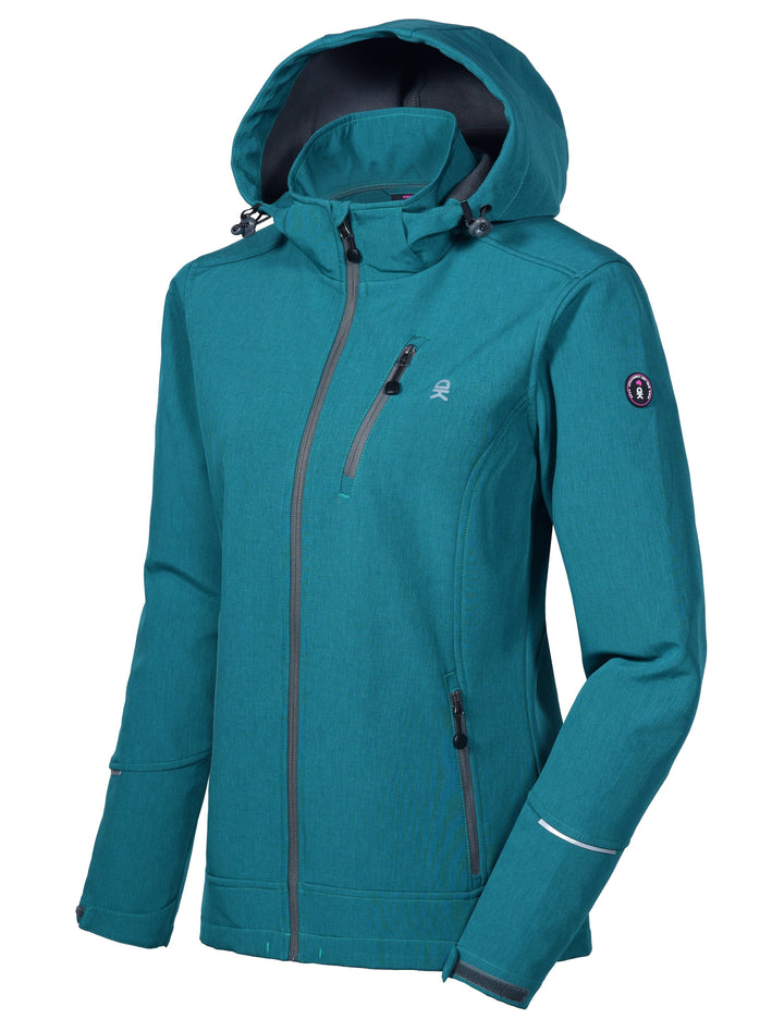 Women's Removable Hood Softshell Ski Jacket YZF US-DK