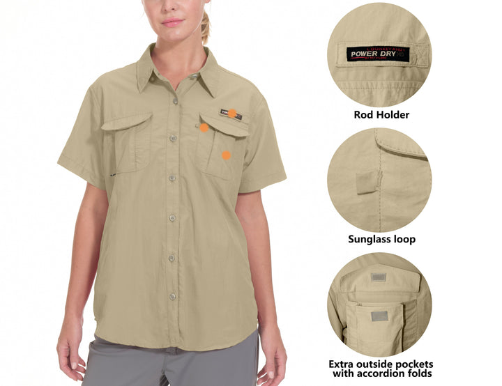 Women's UPF 50+ UV Protection Short Sleeve Fishing Shirt YZF US-DK