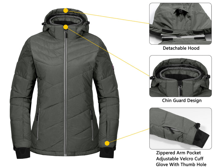 Women's Warm Windproof Ski Insulated Jacket YZF US-DK
