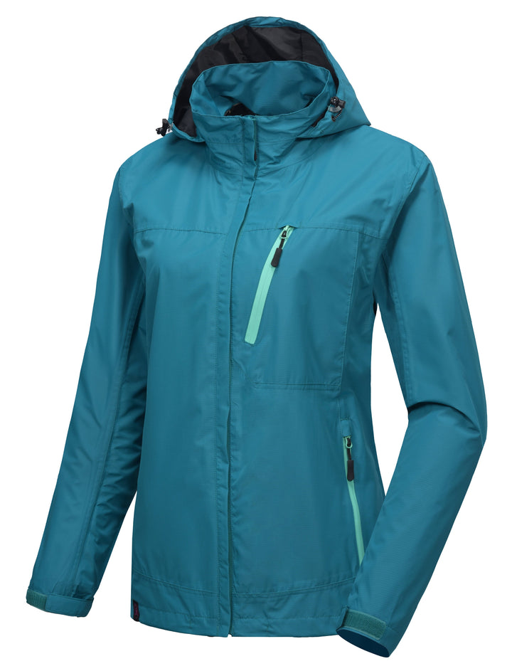 Women's Waterproof Hooded Hiking Travel Rain Shell Jacket YZF US-DK
